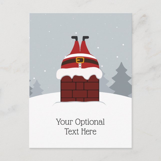 Funny Stuck Père Noël carte postale personnalisée (Devant)