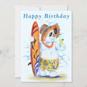 Funny Summer Snowman Surfer