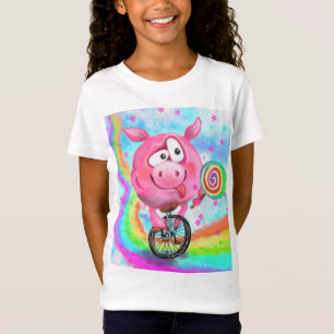 Funny T-shirt Circus Acrobat Pig avec Lollipop