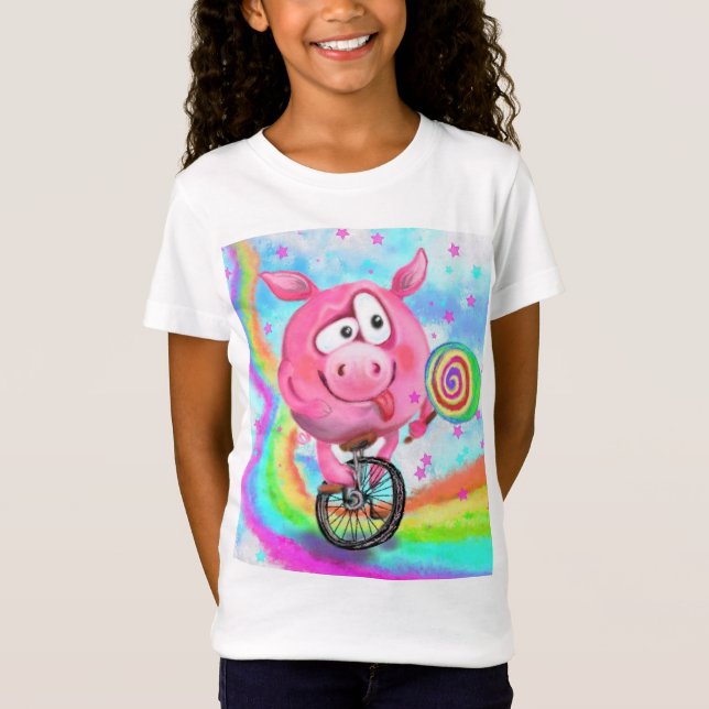 Funny T-shirt Circus Acrobat Pig avec Lollipop (Devant)