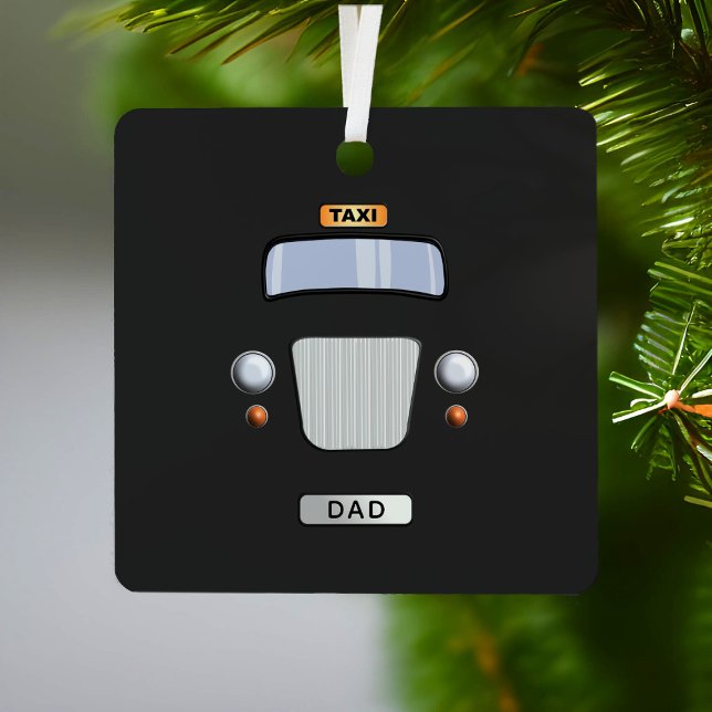 Funny Taxi noir taxi papa ornement en métal (Perfect ornament for your Dad!  He could hang it in his taxi (or on his christmas tree))