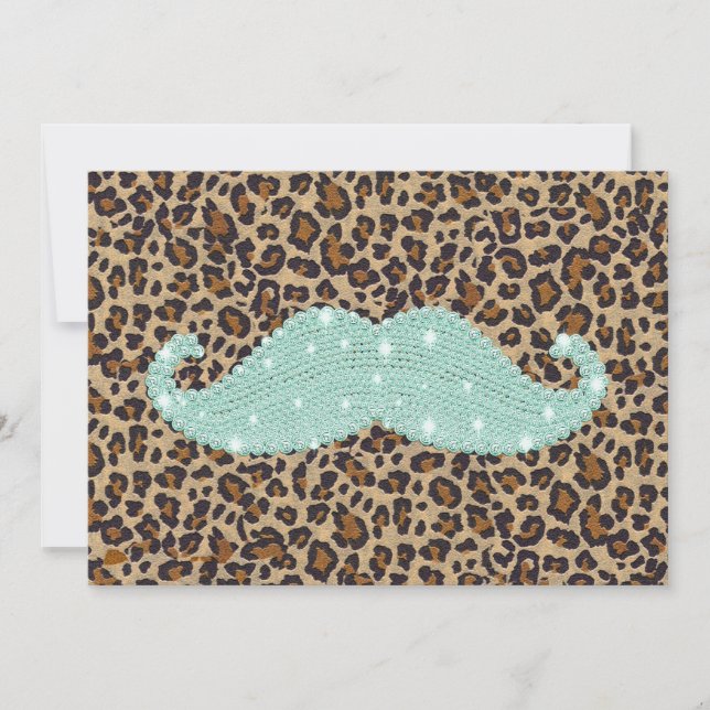 Funny Teal Green Bling Mustache And Animal Print (Devant)