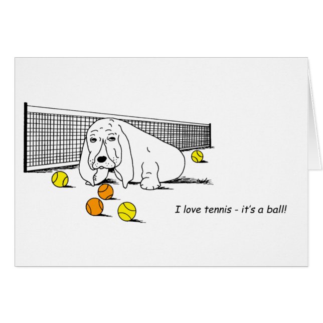 Funny Tennis Playing Basset Hound Greeting Card (Devant horizontal)