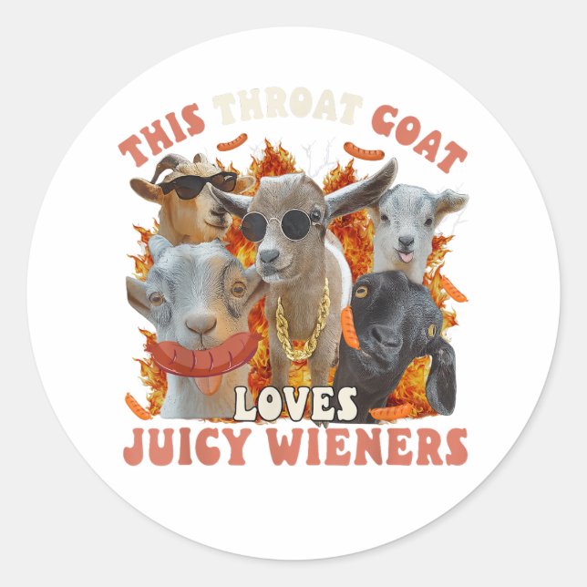 Funny Throat Goat Swallows Juicy Wieners Sticker (Devant)