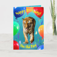 Funny Tiger Balloon Carte d'anniversaire