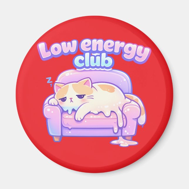Funny Tired Cute Cat Melting on Chair Magnet (Devant)