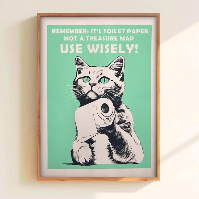 Funny Toilet Cat Poster Retro Guest Bathroom Poste (Créateur téléchargé)