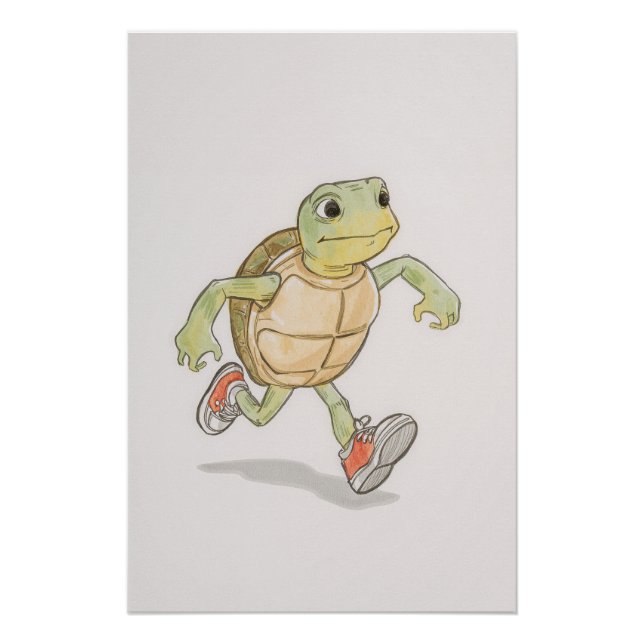Funny Turtle Poster | Cartoon Wall Art (Devant)