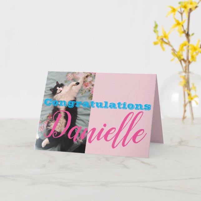 Funny Tuxedo Chat Félicitations Femme Carte de Nom (Fleur jaune)