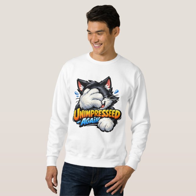 Funny Unimpressed Cat Sweatshirt - Grumpy Meme (Devant entier)