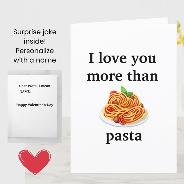 Funny Valentine - Je t'aime plus que la carte de p (A funny joke Valentine's Day card for pasta lovers!)