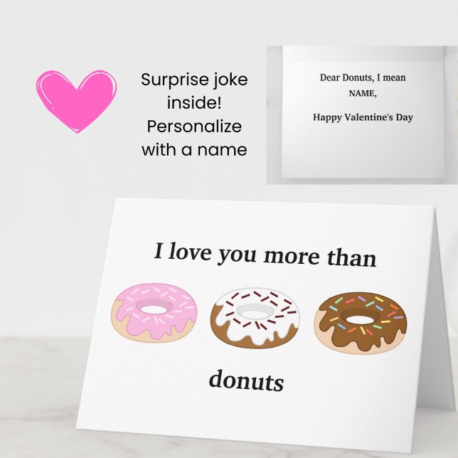 Funny Valentine - Je t'aime plus que la carte des  (A funny joke Valentine's Day card for donut lovers!)