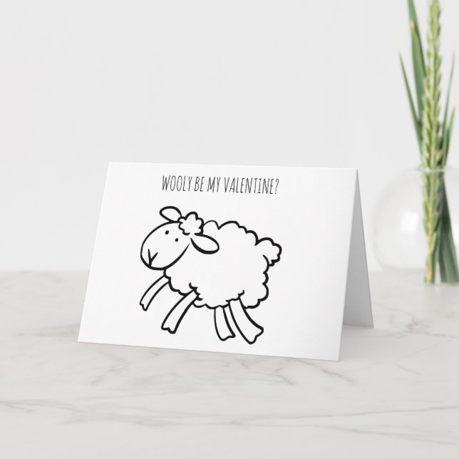 FUNNY Valentine Sheep Wooly être ma carte Valentin (Devant)