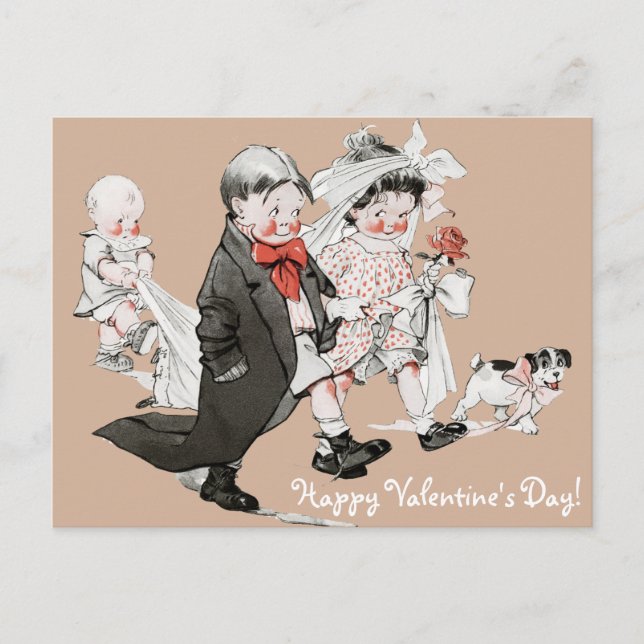 Funny Valentine Vintage Wedding Carte postale (Devant)