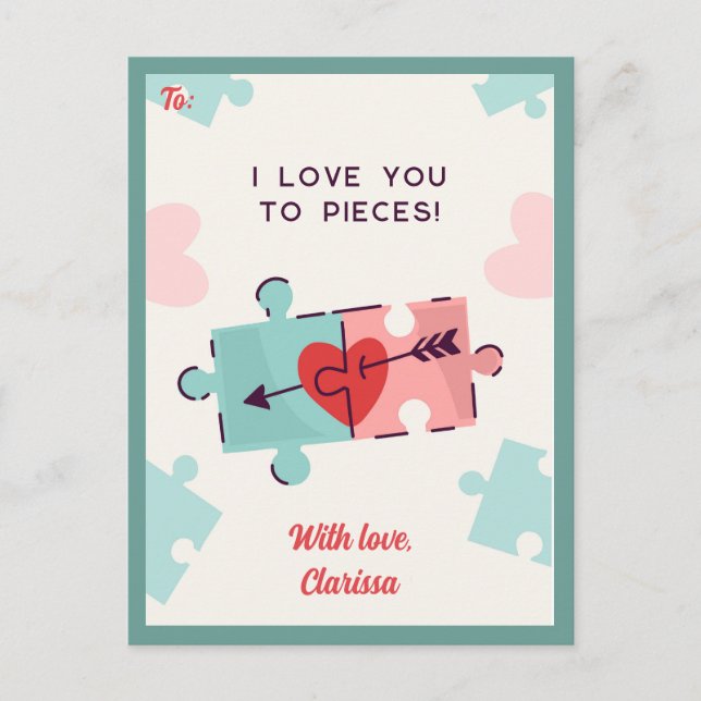 Funny Valentines Jour Carte Puzzle pour enfants (c (Devant)