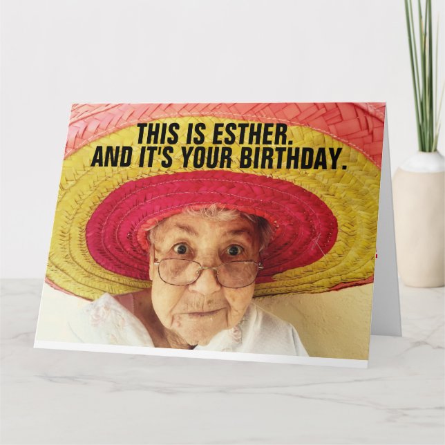 FUNNY VIEILLE DAME CARTE DE SALUT D'ANNIVERSAIRE (Devant)