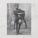 Funny Vintage Circus Performers Carte postale<br><div class="desc">Une étrange photo victorienne de deux artistes vêtus comme des démons.</div>