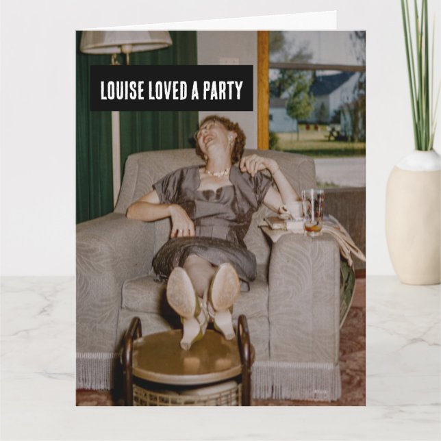 FUNNY VINTAGE DRUNK WOMAN ACCUEILLE LA CARTE D'ANN (Devant)