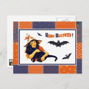 Funny Vintage fille Halloween carte postale