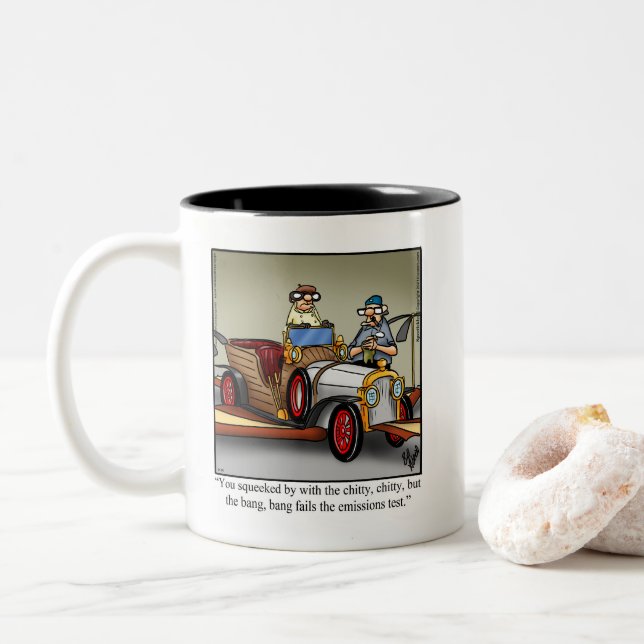 Funny Vintage Voiture Humour café Mug cadeau (Avec donut)