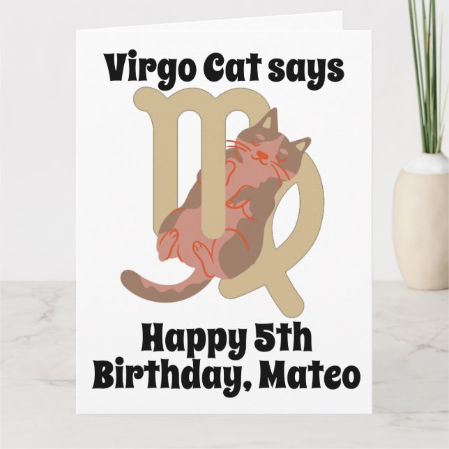 Funny Virgo Chat Carte d'anniversaire personnalisé (Devant)