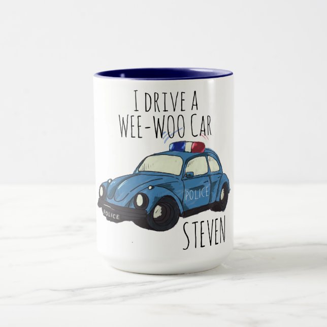 Funny Wee-Woo Car Cartoon Mug  (Centre)