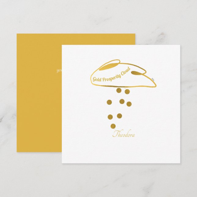 Funny White Gold Prosperity Cloud Card (Devant / Derrière)