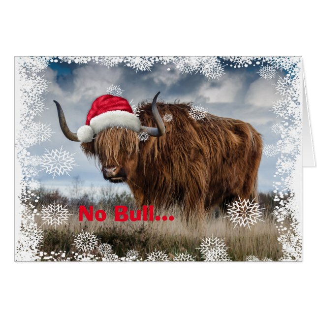 Funny Wild Yak Santa Hat Carte de Noël (Devant horizontal)
