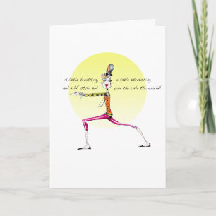 Funny Yoga pose carte de voeux approprié pour cadr