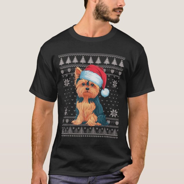 Funny Yorkie Chien moche de Noël Sweat Père Noël N (Devant)