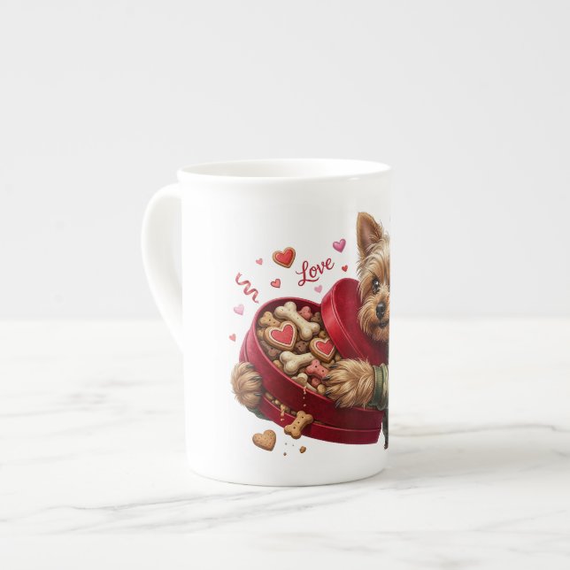 Funny Yorkie Valentine Mug | Adorable Yorkie Gift (Devant gauche)