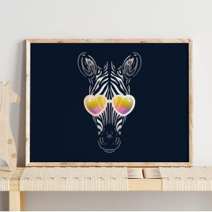 Funny Zebra   Avec Impression murale de lunettes d
