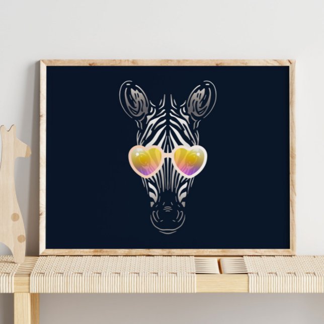 Funny Zebra | Avec Impression murale de lunettes d (Créateur téléchargé)