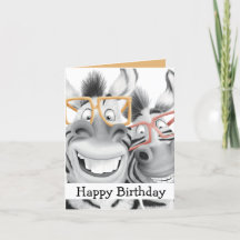 Funny Zebra Glasses Carte Anniversaire
