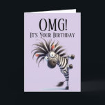 Funny Zebra Thème Carte d'anniversaire<br><div class="desc">Carte d'anniversaire mignonne avec zèbre amusant,  changer le texte vous-même lors de la commande.</div>