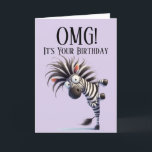 Funny Zebra Thème Carte d'anniversaire<br><div class="desc">Carte d'anniversaire mignonne avec zèbre amusant,  changer le texte vous-même lors de la commande.</div>