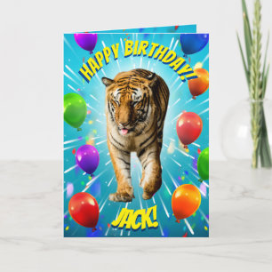 Funy Tiger Party Balloon Exploon Carte Anniversair