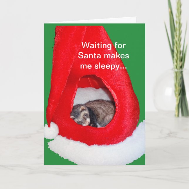 Furet dans la carte de Noël de casquette de Père (Devant)