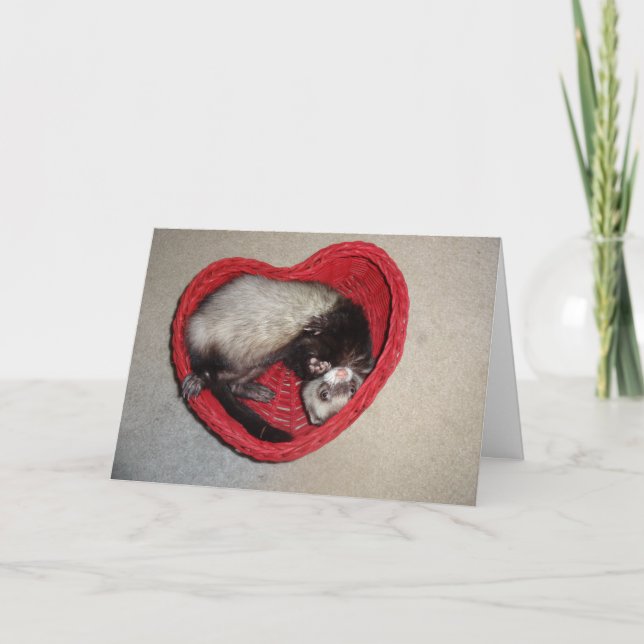 Furet dans la carte de Saint-Valentin de coeur (Devant)