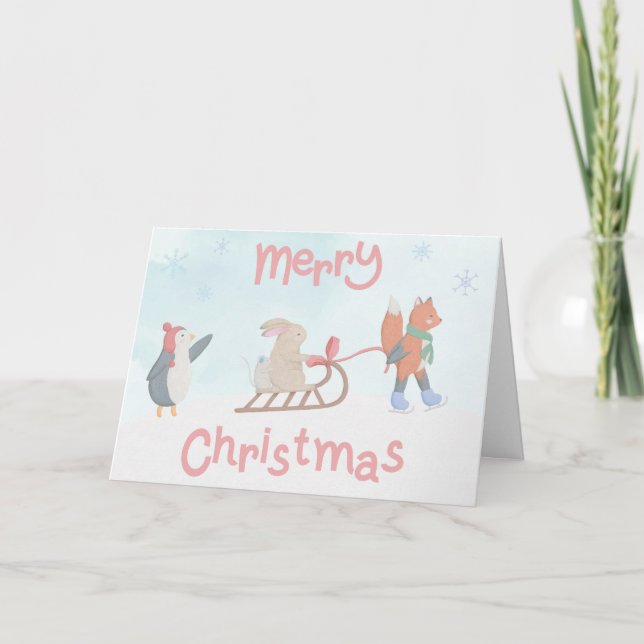 Furieux amis éditable carte de Noël (Devant)