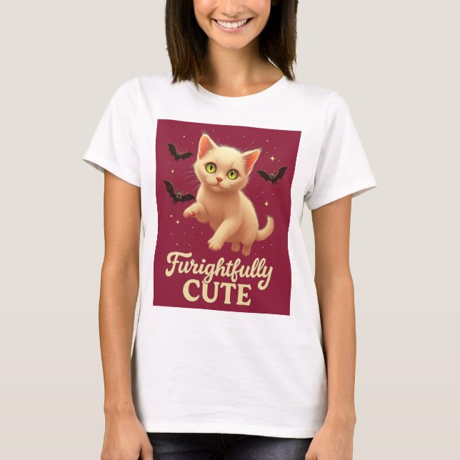 Furightfully Cute – Halloween Cat T-Shirt (Devant)