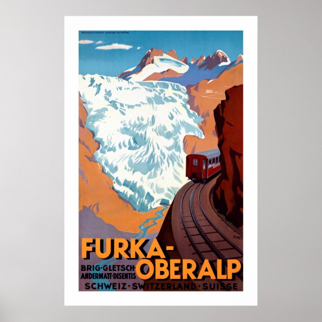 Furka Oberalp Poster vintage ferroviaire suisse (Devant)