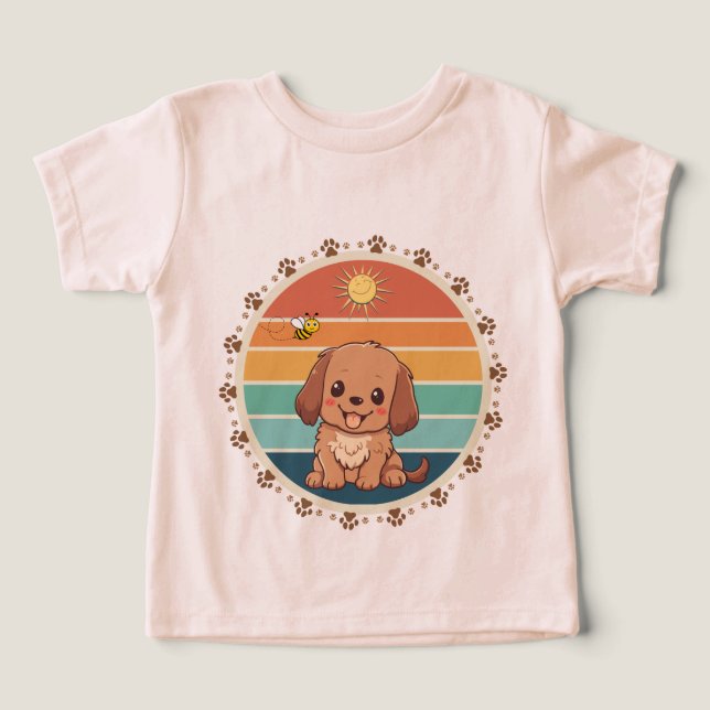 Furry Friends : mignon chien Tee for Little Ones (Design Recto)