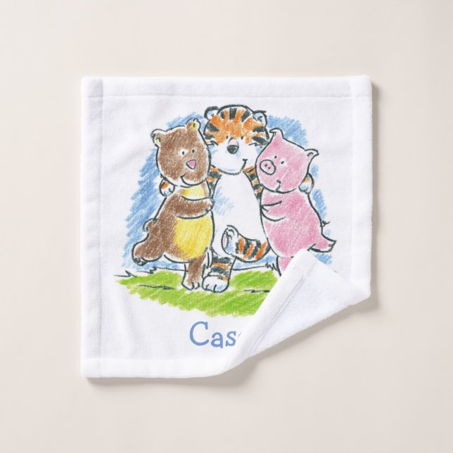 Furry Friends Trio Enfants Laver le linge (Gant de toilette)