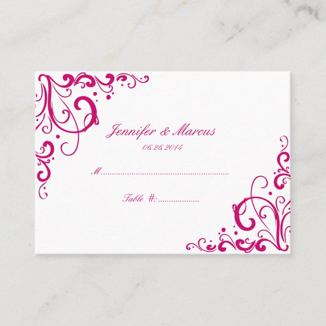 Fuschia et White Flourd Mariage Cartes de siège (Devant)