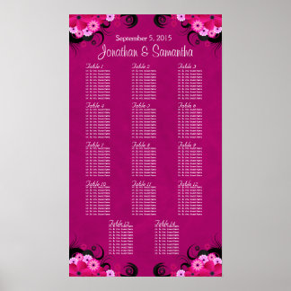 Fuschia floral foncé 14 Mariage Tableau de siège