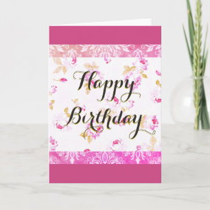 Fuschia Rose rose Bonne Carte de voeux Anniversair