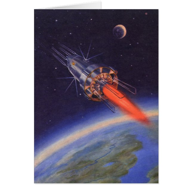 Fusée de science-fiction vintage dans l'espace au- (Devant)