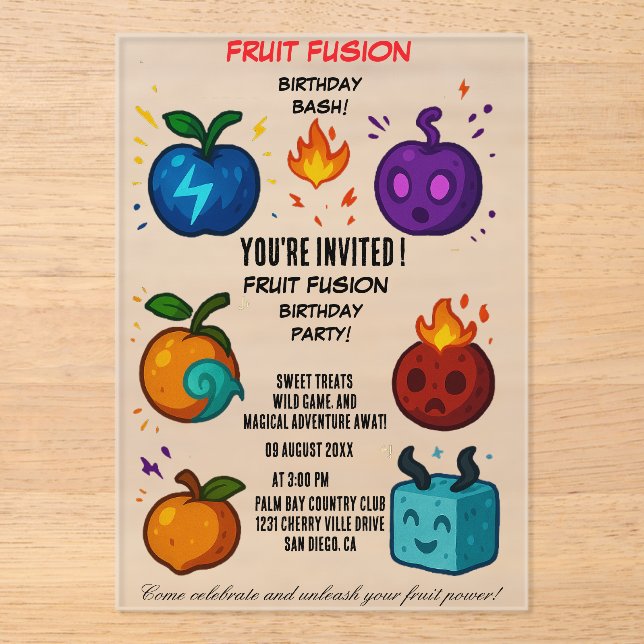 Fusion Fruit Anniversaire Fête Invitation | Coloré (Recto)