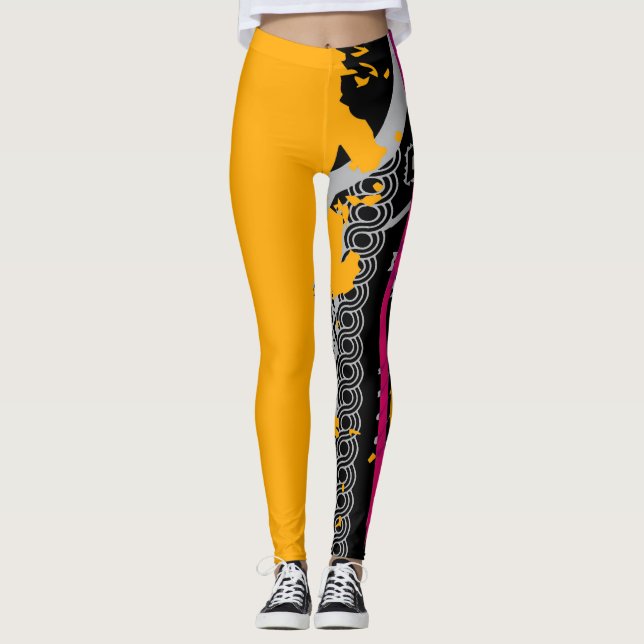 Fusion Tribal Bold Jaune & rose avec Leggings (Devant)